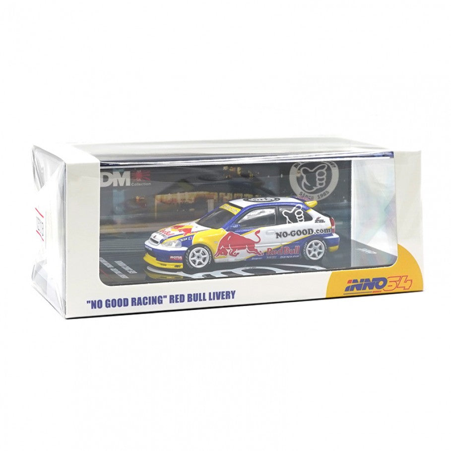 Inno64 Honda Civic Type R EK9 No Good Racing Red Bull Livery White Blue 1:64