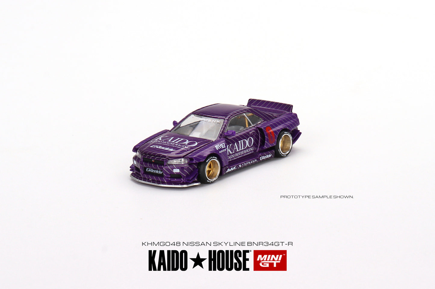 Mini GT Kaido House 048 Nissan Skyline GTR R34 Kaido Works Purple 1:64