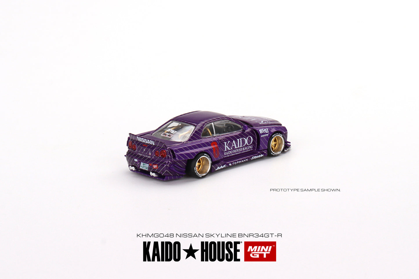 Mini GT Kaido House 048 Nissan Skyline GTR R34 Kaido Works Purple 1:64