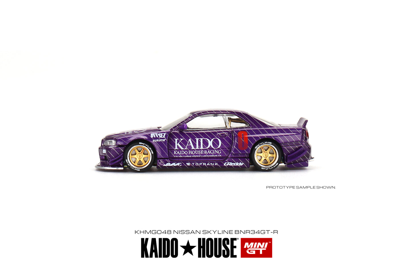 Mini GT Kaido House 048 Nissan Skyline GTR R34 Kaido Works Purple 1:64