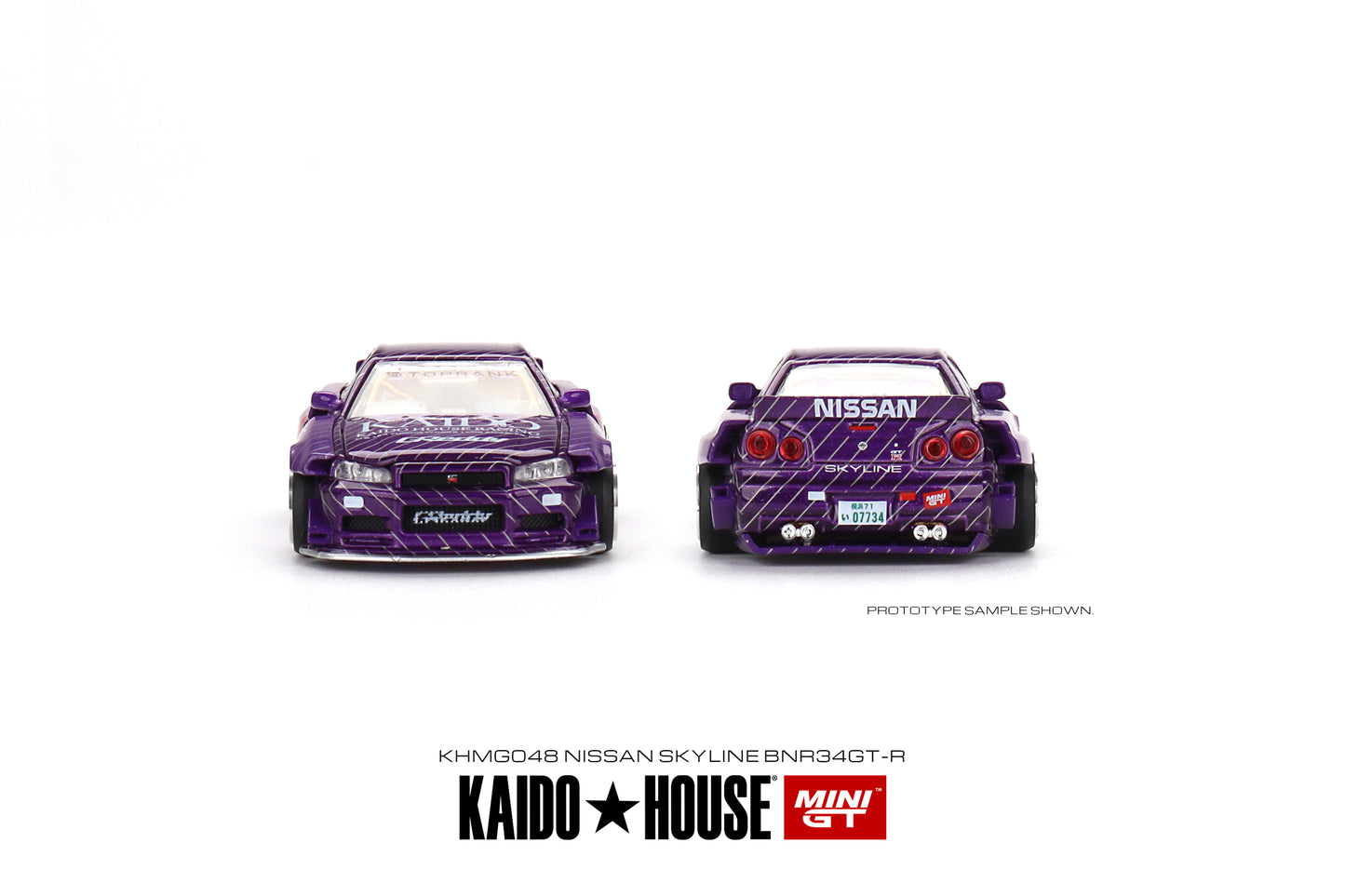 Mini GT Kaido House 048 Nissan Skyline GTR R34 Kaido Works Purple 1:64