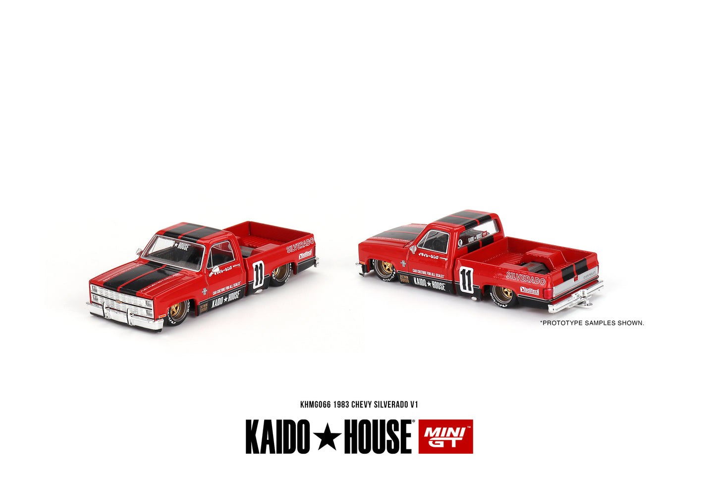 Mini GT Kaido House 066 Chevrolet Silverado Kaido V1 Red Black 1:64