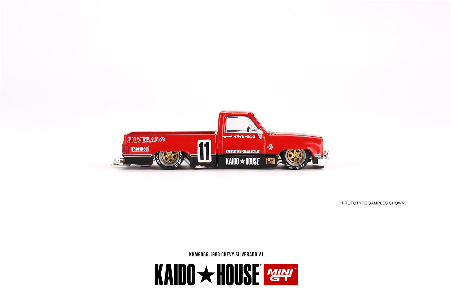 Mini GT Kaido House 066 Chevrolet Silverado Kaido V1 Red Black 1:64
