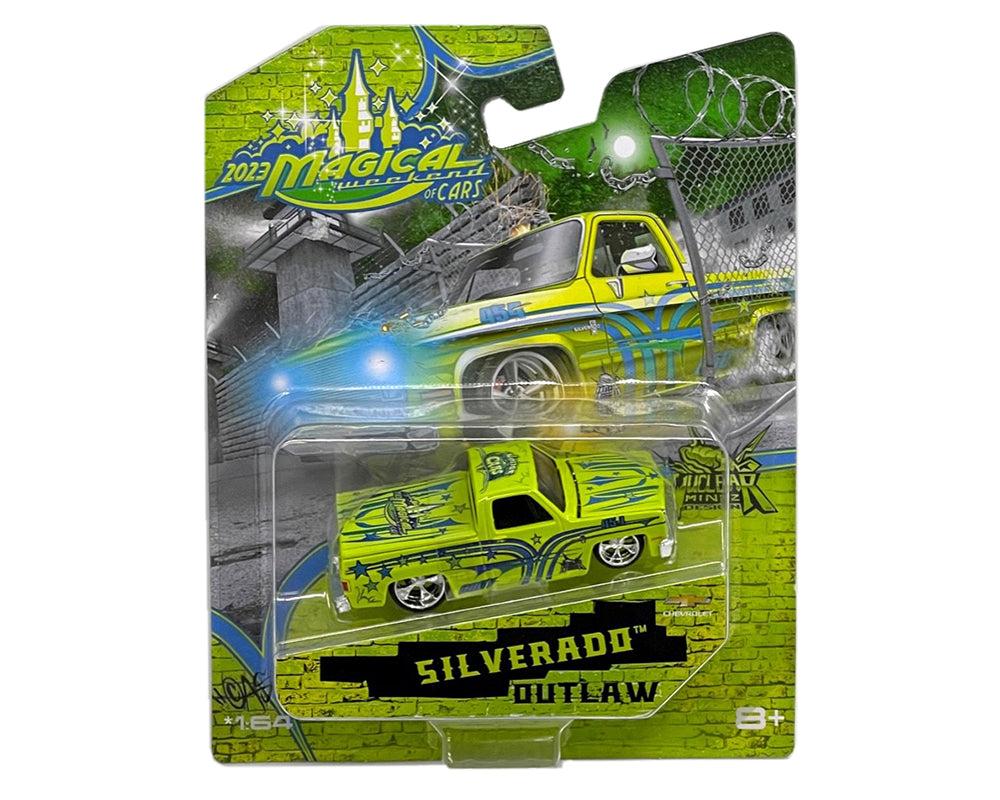 Maisto Magical Weekend Convention 2023 Exclusives Silverado Outlaw Green 1:64