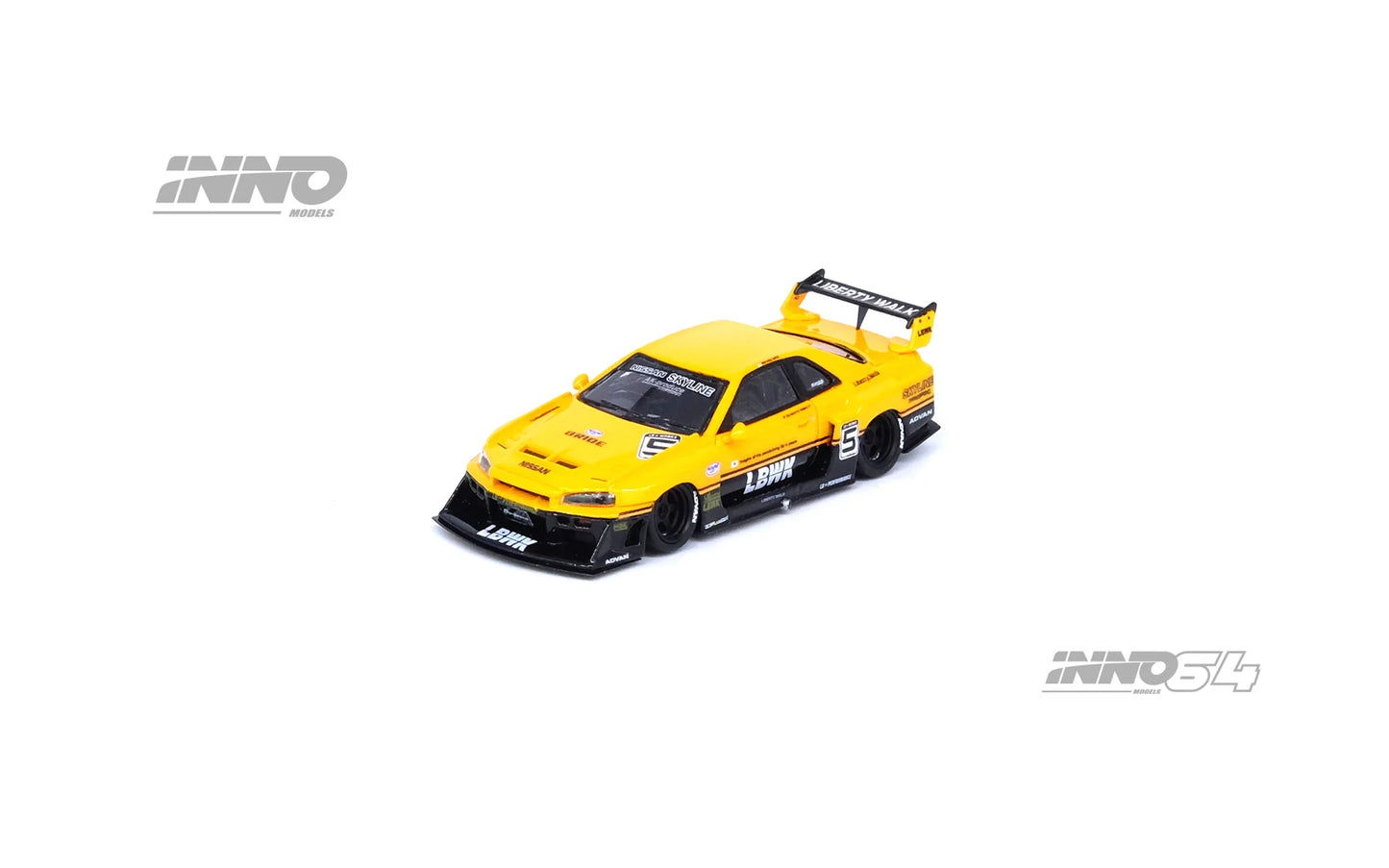 Inno64 Nissan Skyline LBWK ER34 Super Silhouette Yellow 1:64