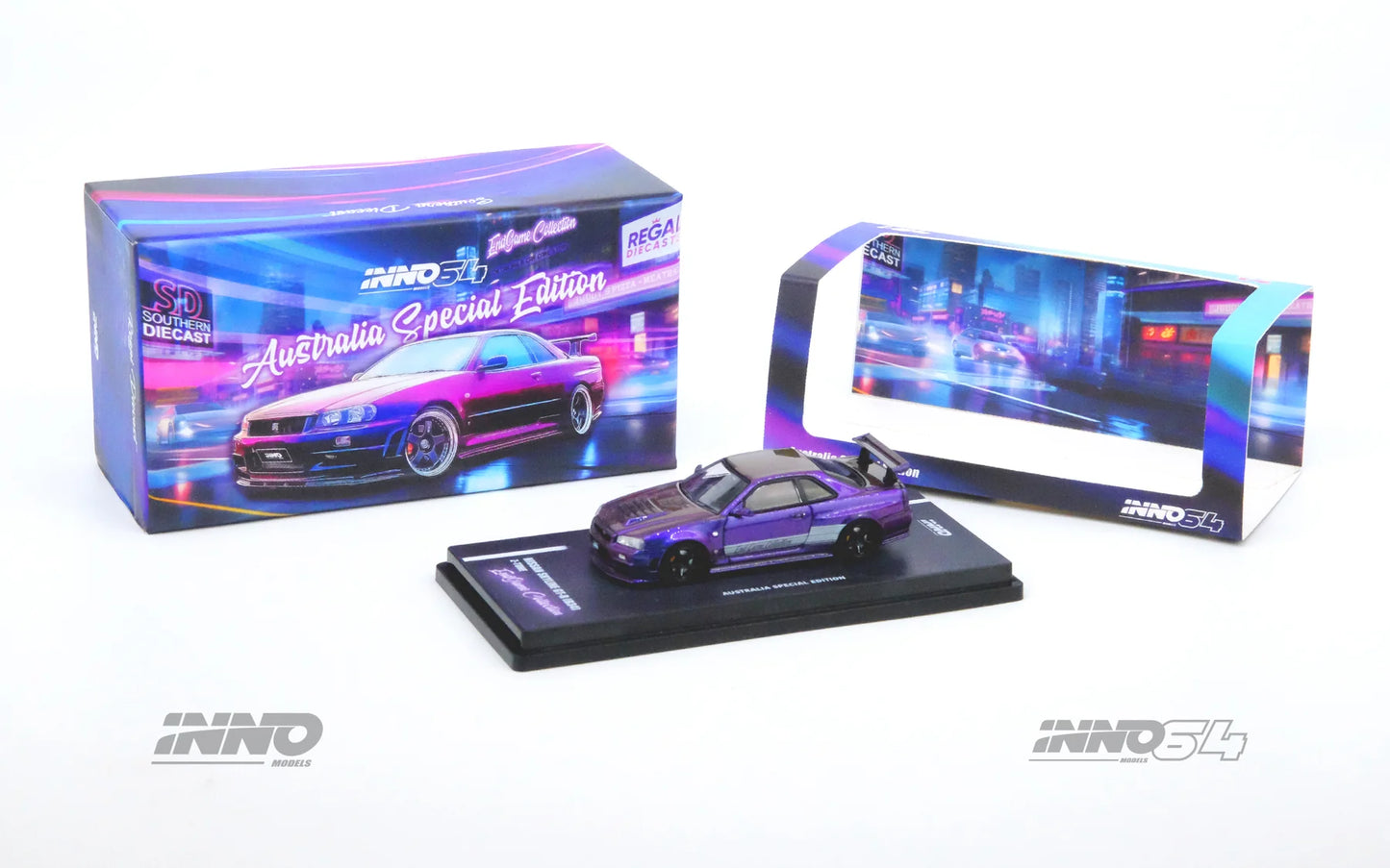 Inno64 Australia Special Edition Nissan Skyline GTR R34 End Game Collection Purple 1:64