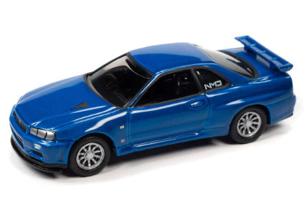 Johnny Lightning 2023 Weekend of Wheels Exclusives Fuel Fest 2002 Nissan Skyline GTR BNR34 Blue 1:64
