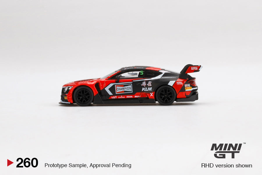 Mini GT Box Version 260 Bentley Continental GT3 #5 Champion 2018 Blacpain GT Asia Black Red 1:64