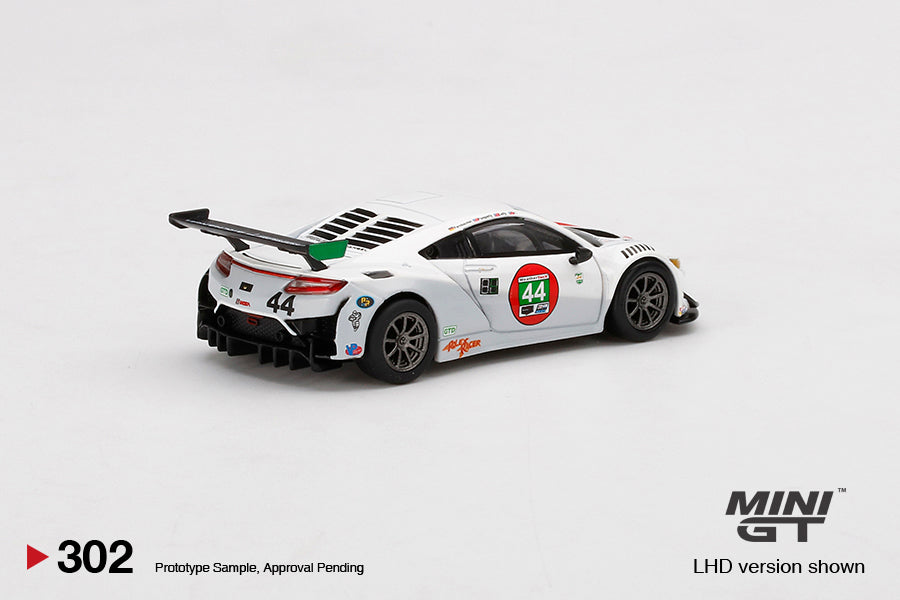 Mini GT Box Version 302 Acura NSX GT3 EVO #44 Magnus Racing 2021 IMSA Daytona 24 Hrs White 1:64
