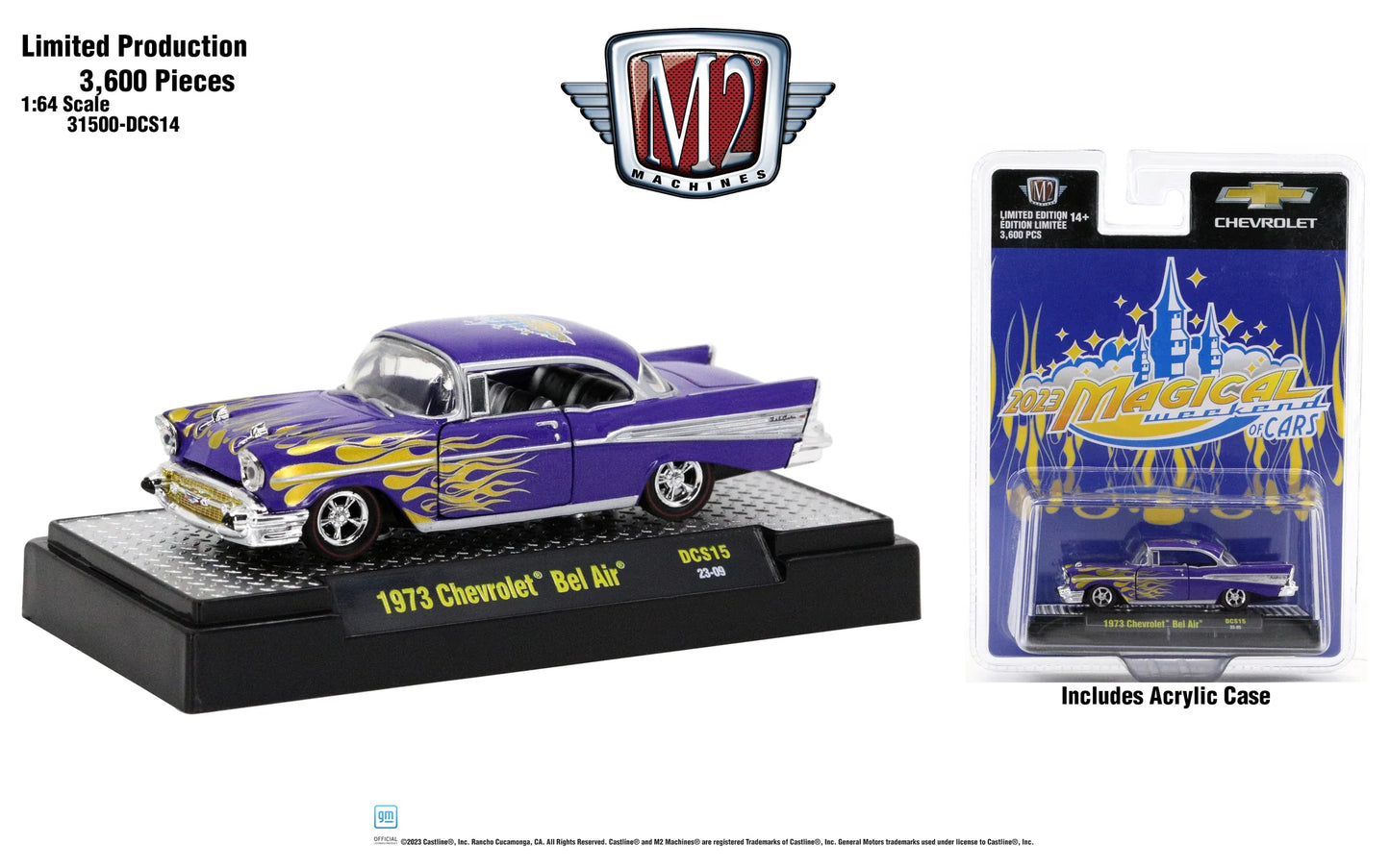 M2 Machines Magical Weekend Convention 2023 Exclusives 1973 Chevrolet Chevrolet Bel Air Blue 1:64