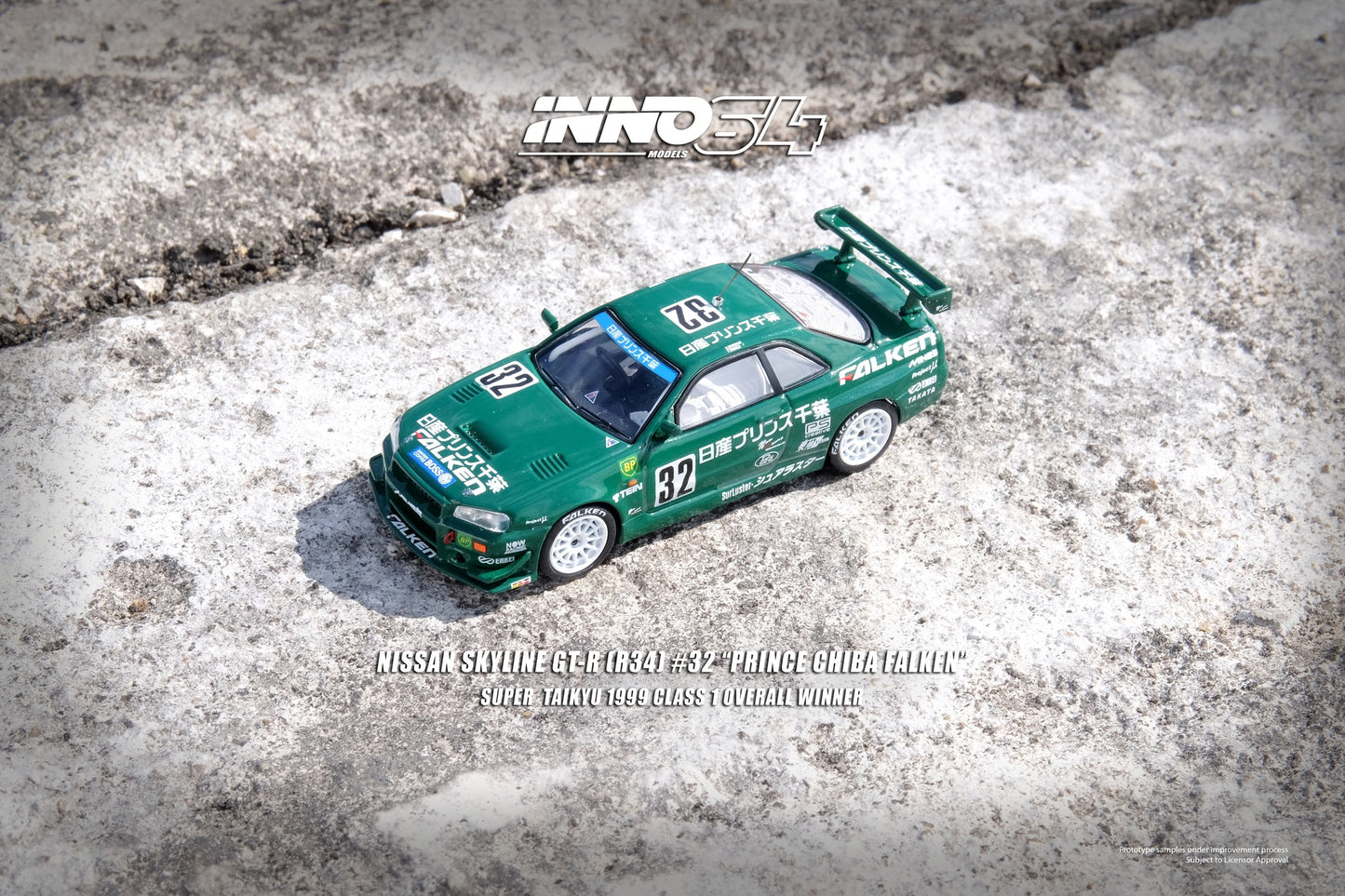 Inno64 Nissan Skyline GTR R34 #32 Prince Chiba Falken Super Taikyu 1999 Class 1 Overall Winner 1:64