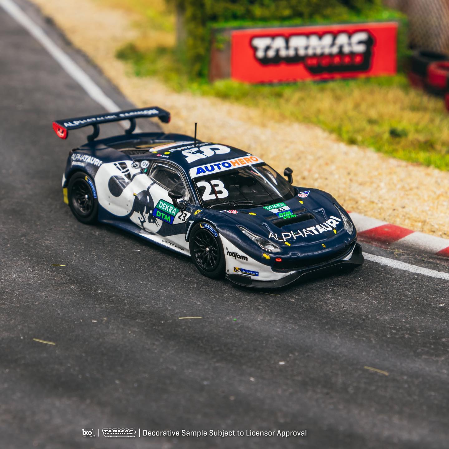 Tarmac Works X Ixo Models Ferrari 488 GT3 DTM 2021 Nurburgring Race 2 Winner Blue White 1:64