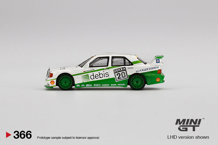 Mini GT Box Version 366 Mercedes-Benz 190E 2.5 16 Evolution II #20 1991 DTM Zakspeed Michael Schumacher 1:64