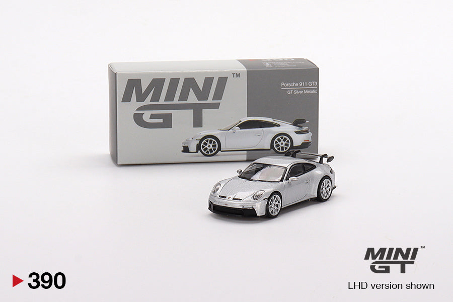 Mini GT Mijo Exclusives 390 Porsche 911 (992) GT3 GT Silver Metallic 1:64