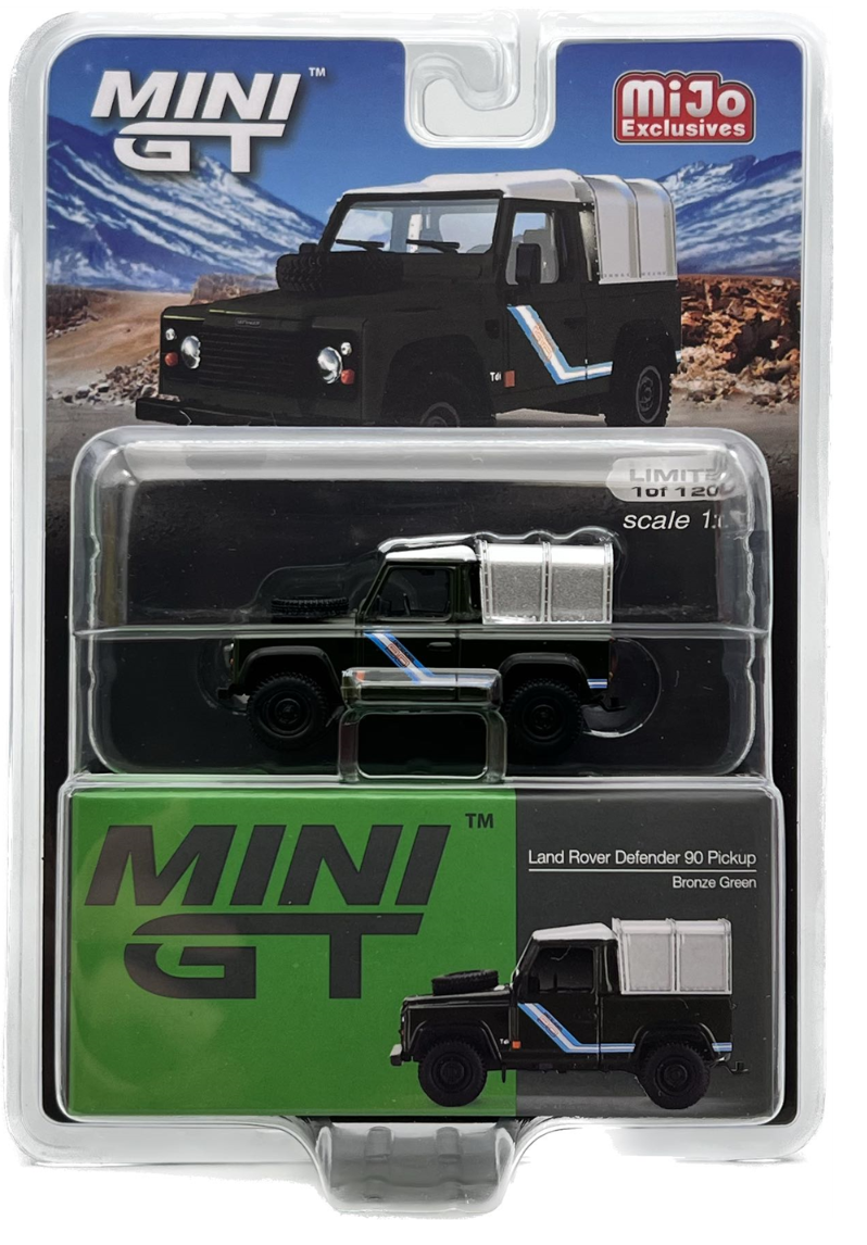 Mini GT Mijo Exclusives 402 Land Rover Defender 90 Pickup Bronze Green 1:64