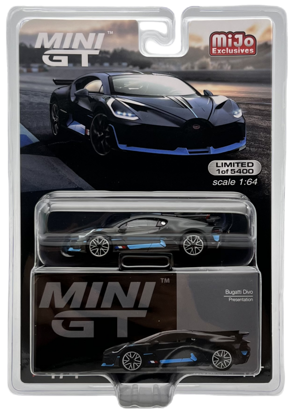 Mini GT Mijo Exclusives 474 Bugatti Divo Presentation Black 1:64