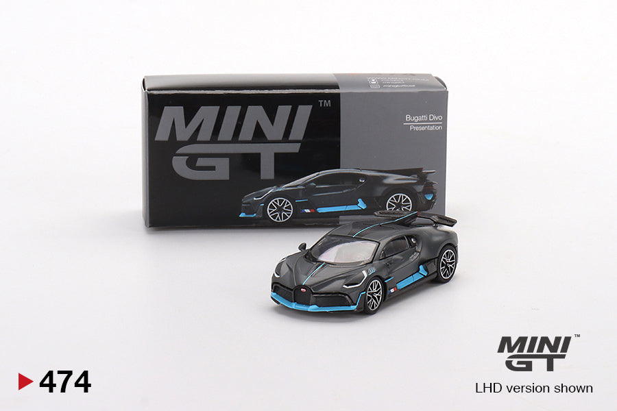 Mini GT Mijo Exclusives 474 Bugatti Divo Presentation Black 1:64