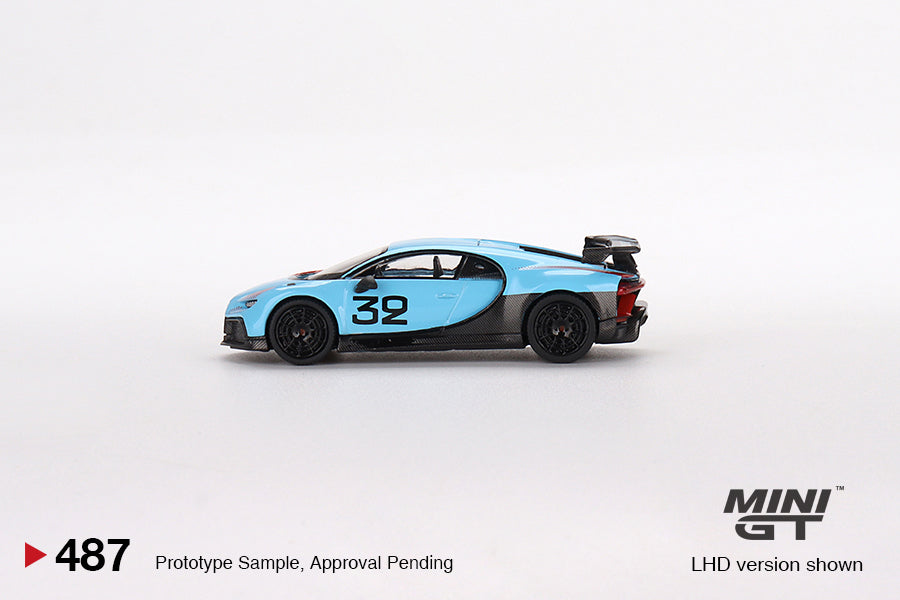 Mini GT Box Version 487 Bugatti Chiron Pur Sport Grand Prix Blue #32 1:64