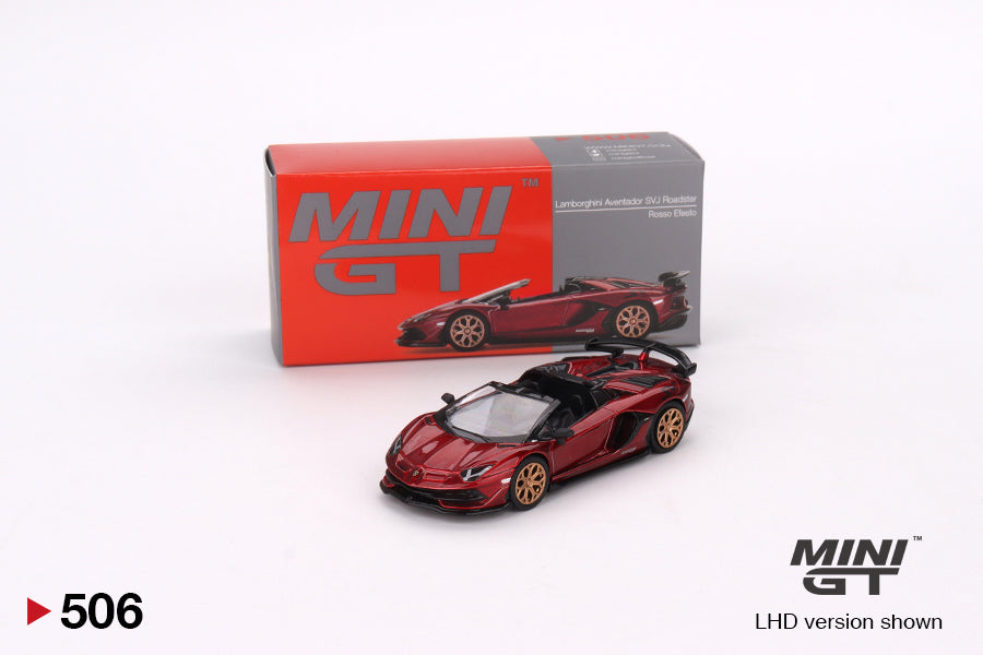 Mini GT Box Version 506 Lamborghini Aventador SVJ Roadster Rosso Elesto 1:64