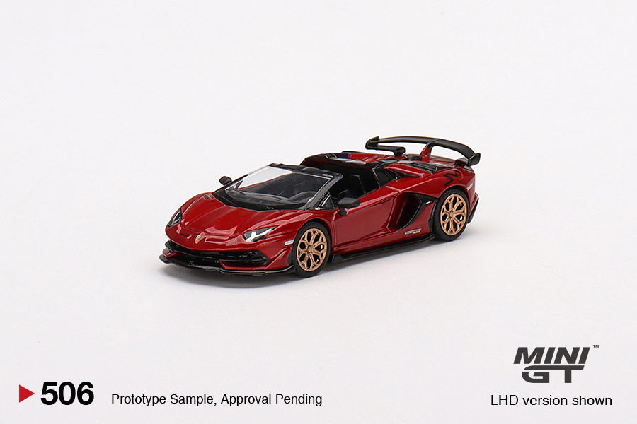 Mini GT Box Version 506 Lamborghini Aventador SVJ Roadster Rosso Elesto 1:64