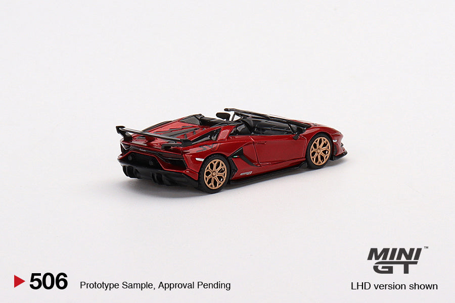 Mini GT Box Version 506 Lamborghini Aventador SVJ Roadster Rosso Elesto 1:64