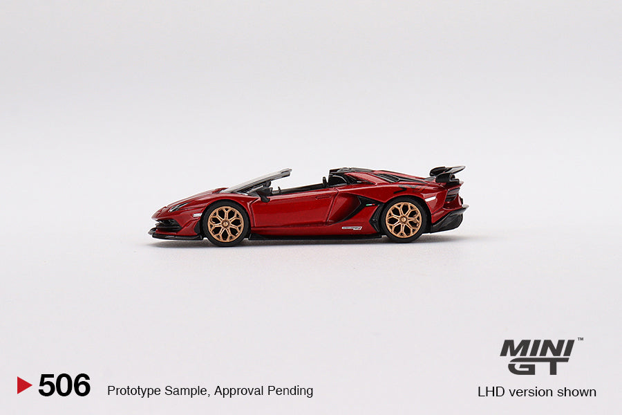 Mini GT Box Version 506 Lamborghini Aventador SVJ Roadster Rosso Elesto 1:64