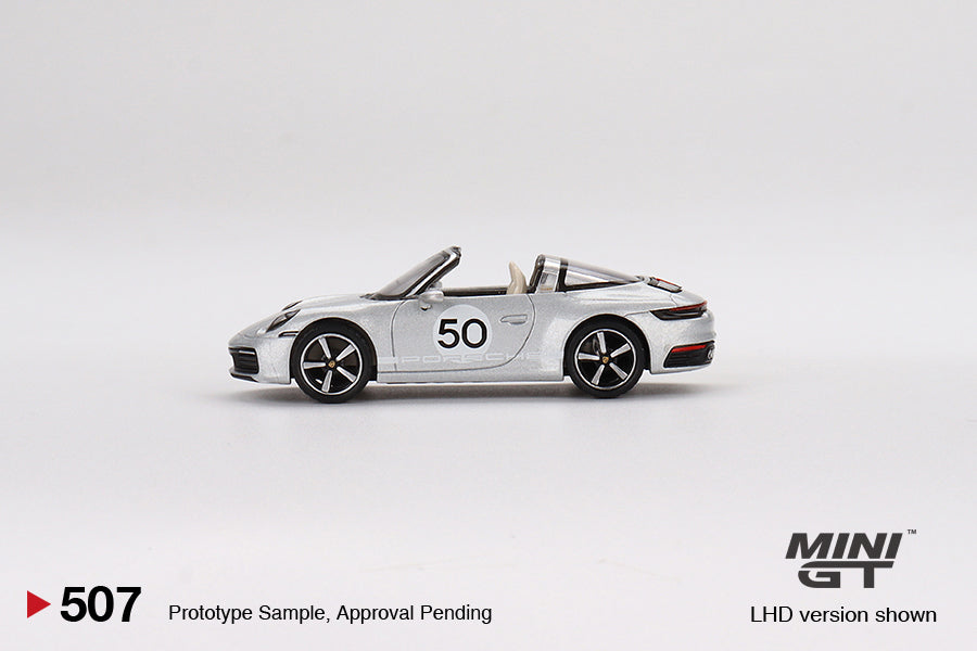 Mini GT Box Version 507 Porsche 911 Targe 4S Heritage Design Edition GT Silver Metallic 1:64