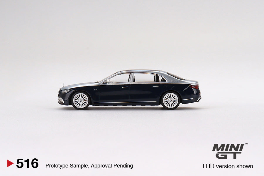Mini GT Mijo Exclusives 516 Mercedes-Maybach S680 Cirrus Silver Nautical Blue Metallic 1:64