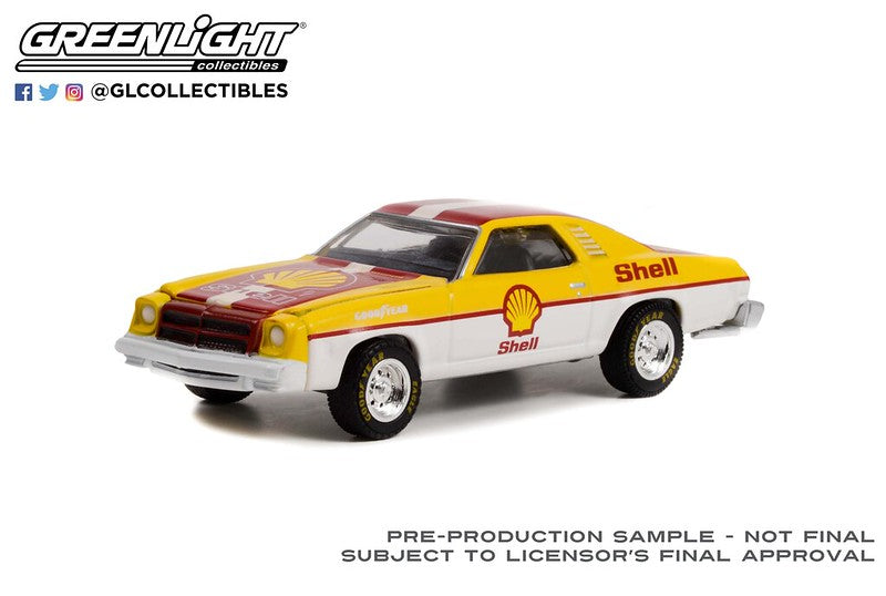Greenlight Shell 1975 Chevrolet Chevelle Laguna Yellow White 1:64