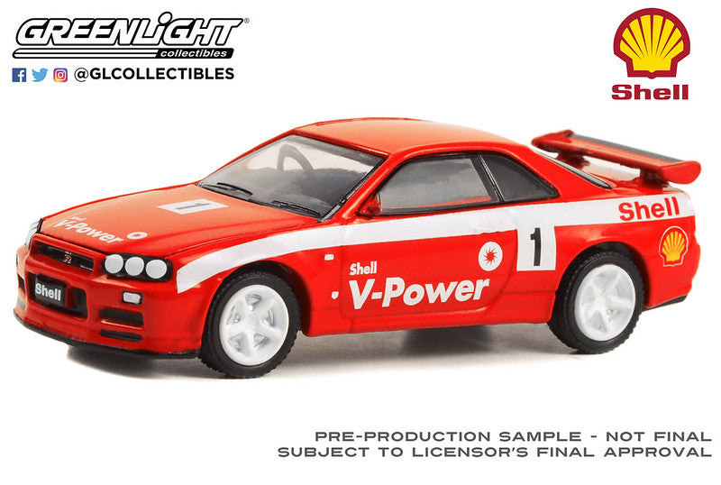Greenlight Shell 2001 Nissan Skyline GTR Red 1:64