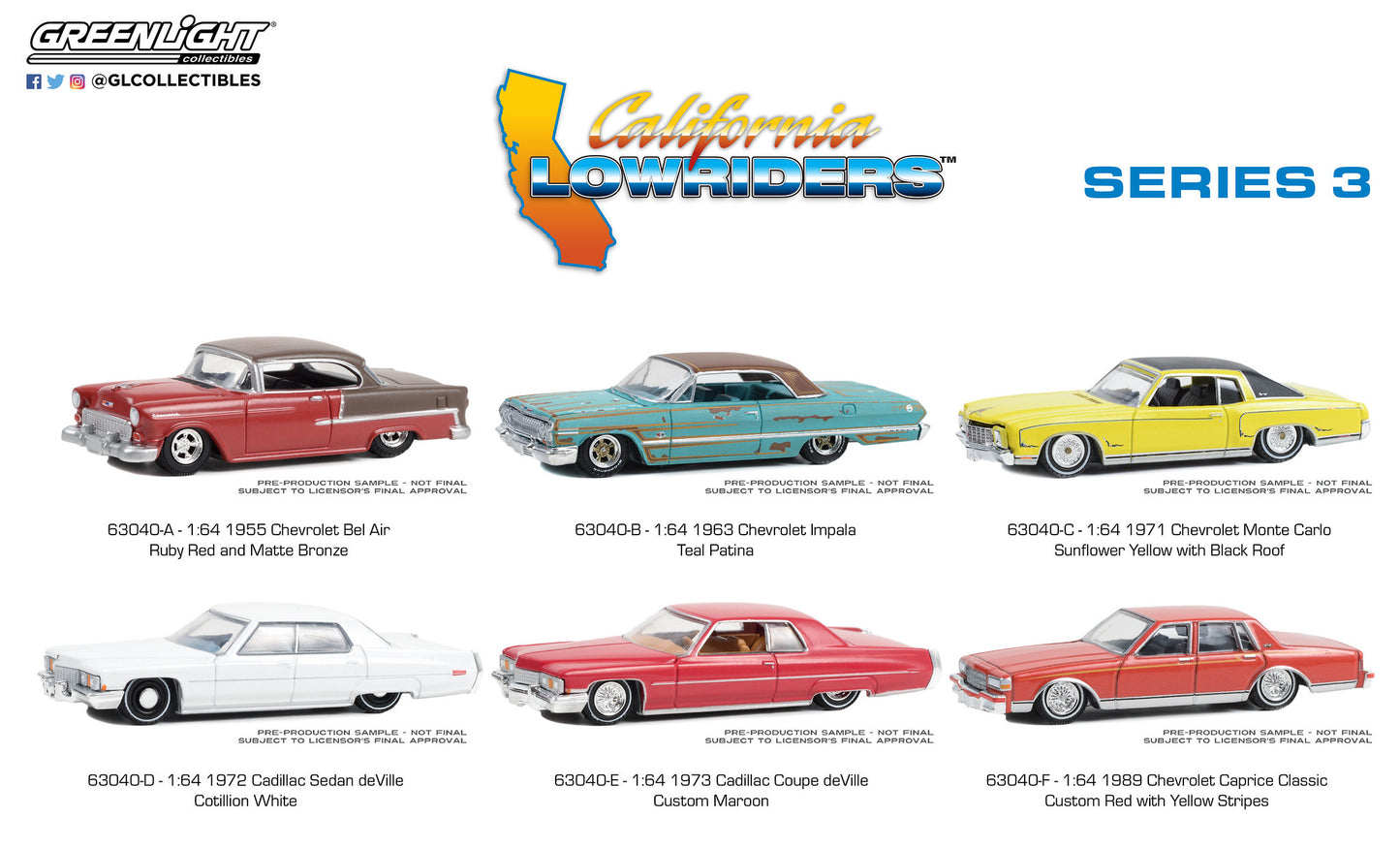Greenlight California Lowriders Series 3 set of 6 1:64