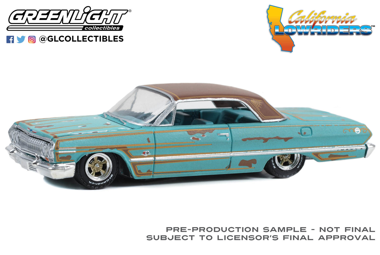 Greenlight California Lowriders Series 3 1963 Chevrolet Impala Rusty Baby Blue 1:64