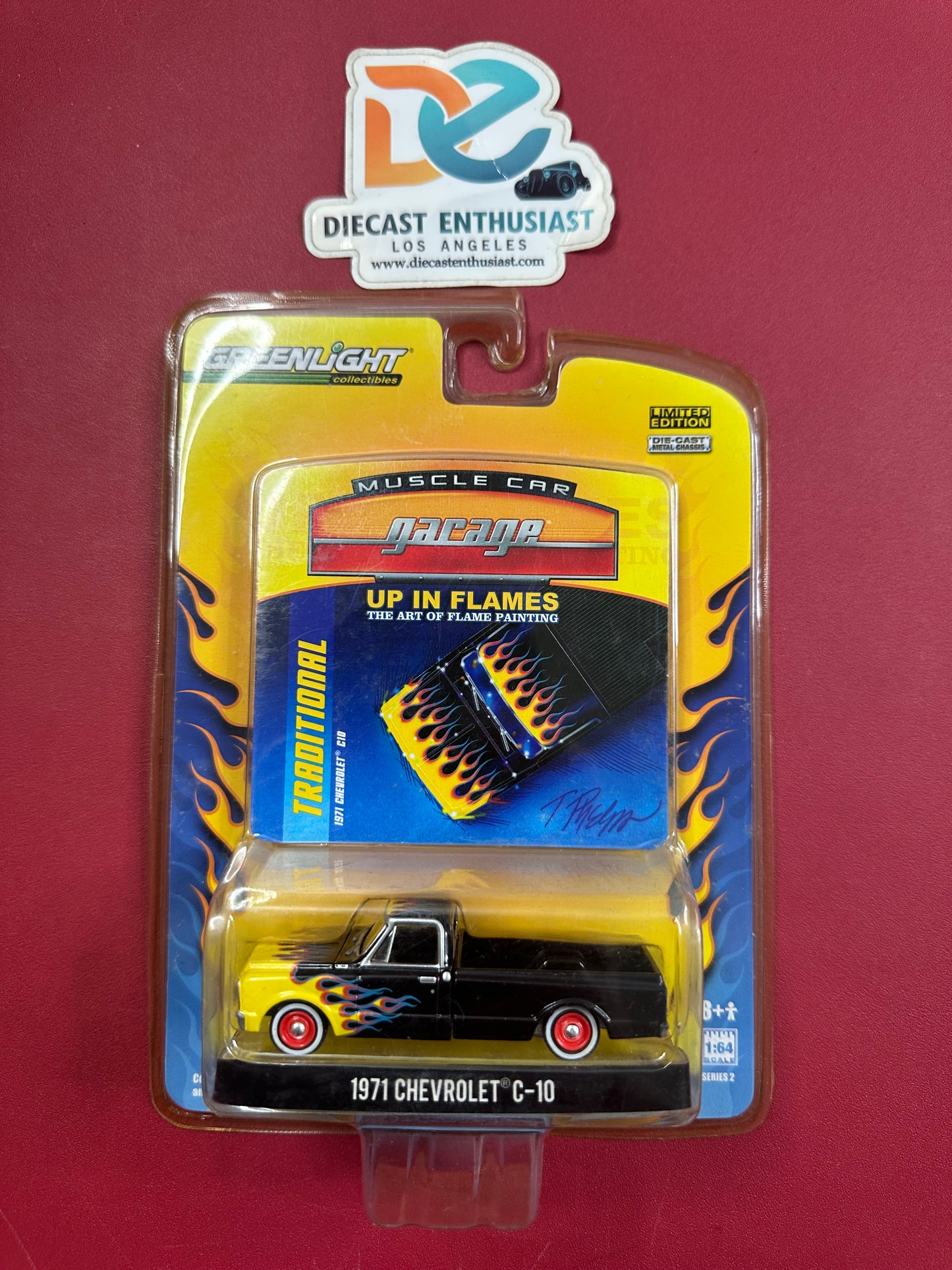 Greenlight Up In Flames 1971 Chevrolet C10 Black Flames 1:64