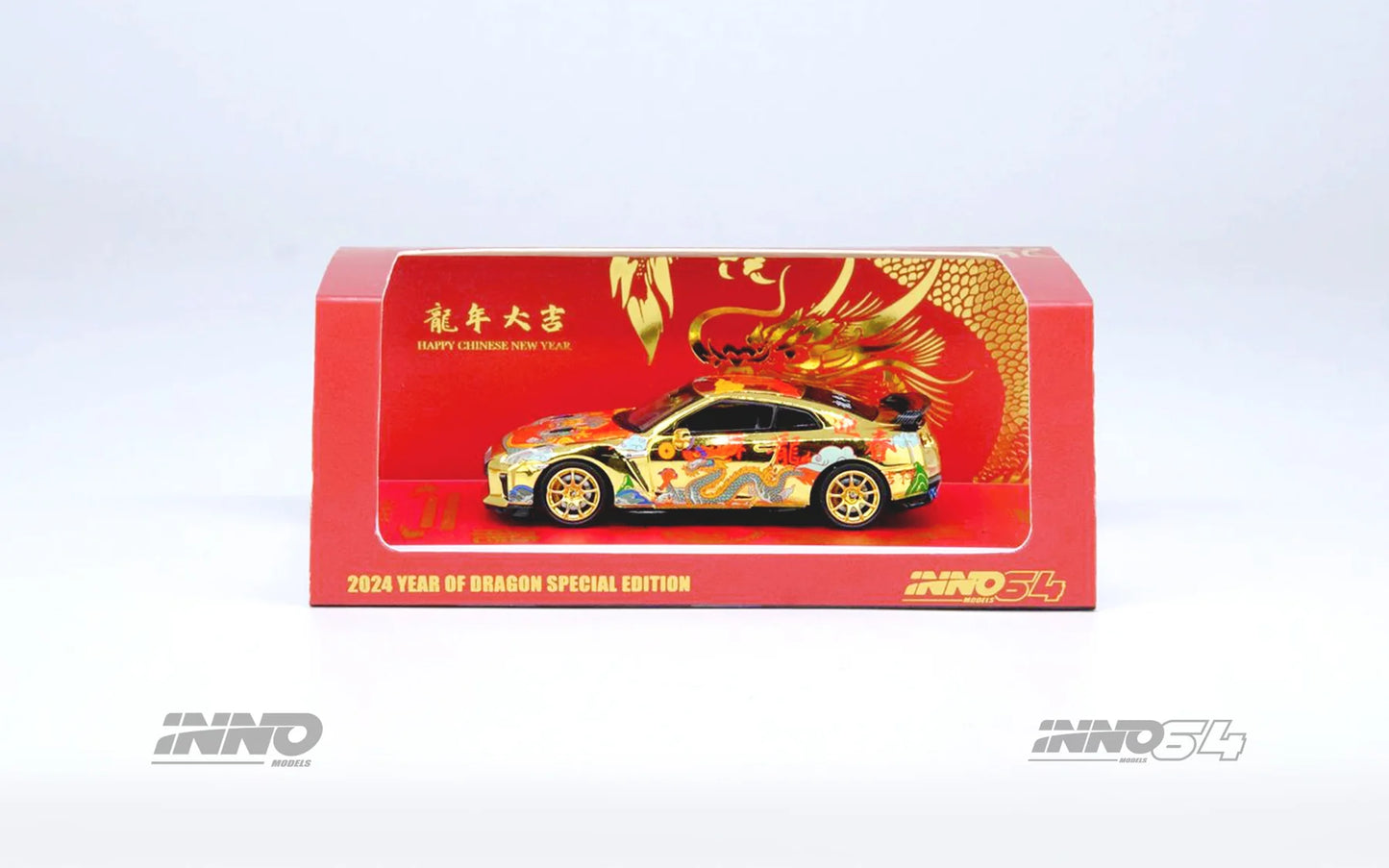 Inno64 2024 Year of Dragon Special Edition Nissan GTR R35 Gold 1:64