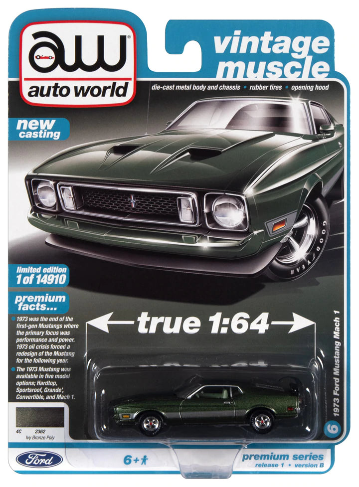 Auto World Vintage Muscle 1971 Ford Mustang Mach 1 Ivy Bronze Poly 1:64