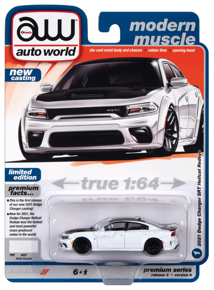 Auto World Modern Muscle 2021 Dodge Charger SRT Hellcat Redeye White Knuckle 1:64