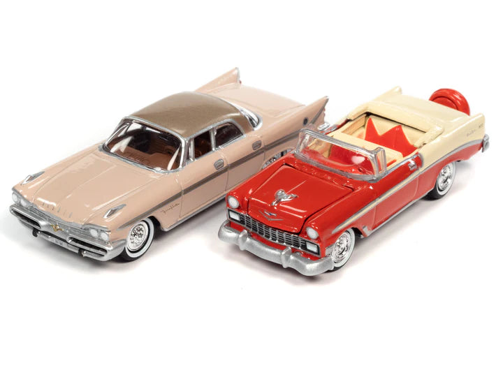 Johnny Lightning 2 Pack 50s & Fins 1959 DeSoto Fireflite 1956 Chevy Bel Air Convertible Version B 1:64