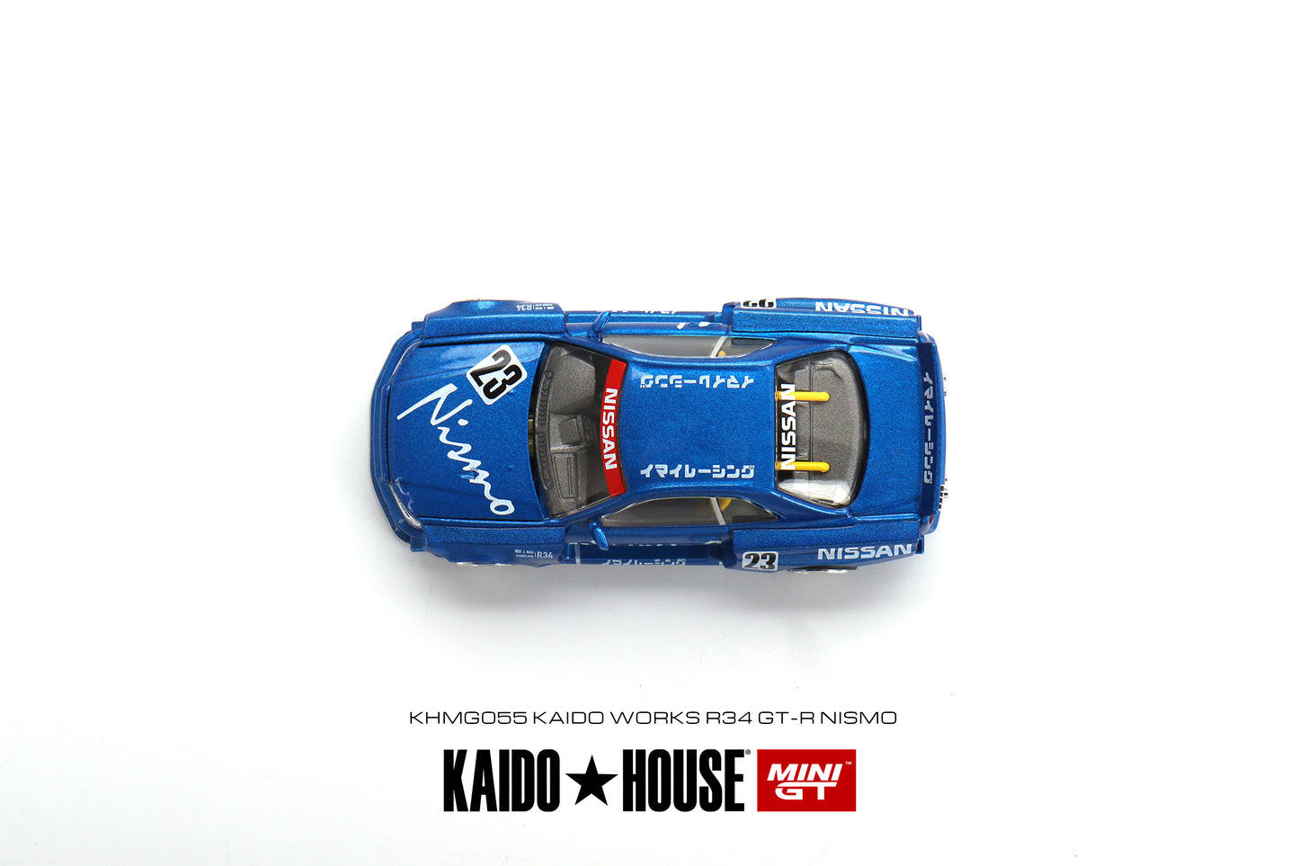Mini GT Kaido House 055 Nissan Skyline GT-R (R34) Kaido Works Nismo Blue 1:64
