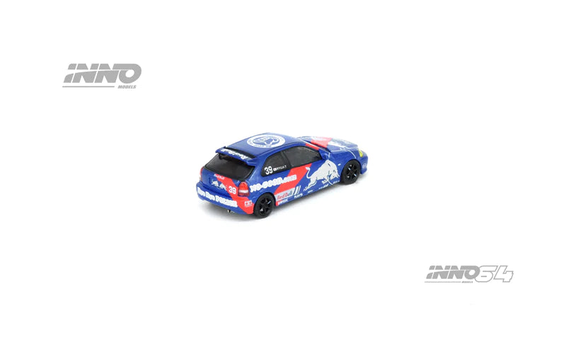 Inno64 Honda Civic Type R EK9 No Good Racing Red Bull Blue 1:64