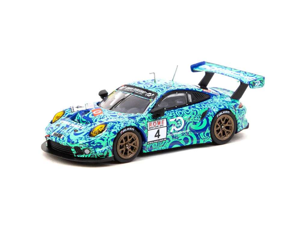 Tarmac Works X Ixo Models Porsche 911 GT3 R VLN Nurburgring 2018 Blue Green 1:64