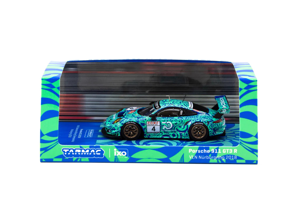 Tarmac Works X Ixo Models Porsche 911 GT3 R VLN Nurburgring 2018 Blue Green 1:64