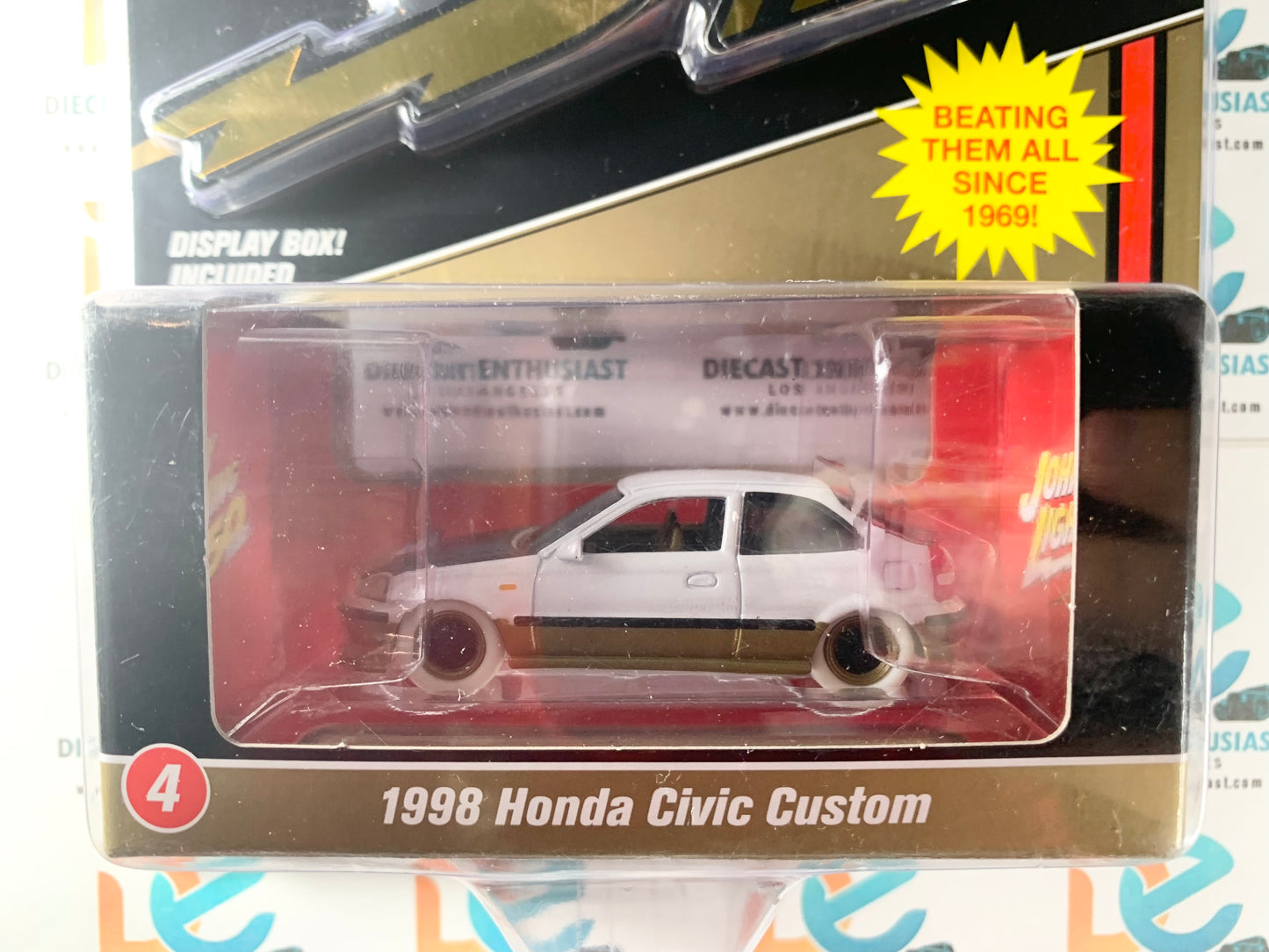 CHASE WHITE LIGHTNING Johnny Lightning Mijo Exclusives 50 Years 1998 Honda Civic Custom Black Gold 1:64
