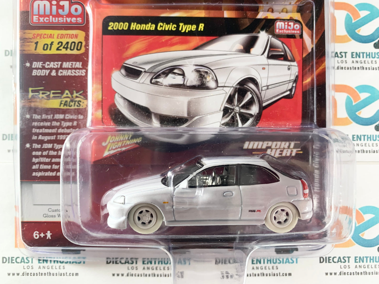 CHASE WHITE LIGHTNING Johnny Lightning Mijo Exclusives Import Heat 2000 Honda Civic Type R Gloss White 1:64