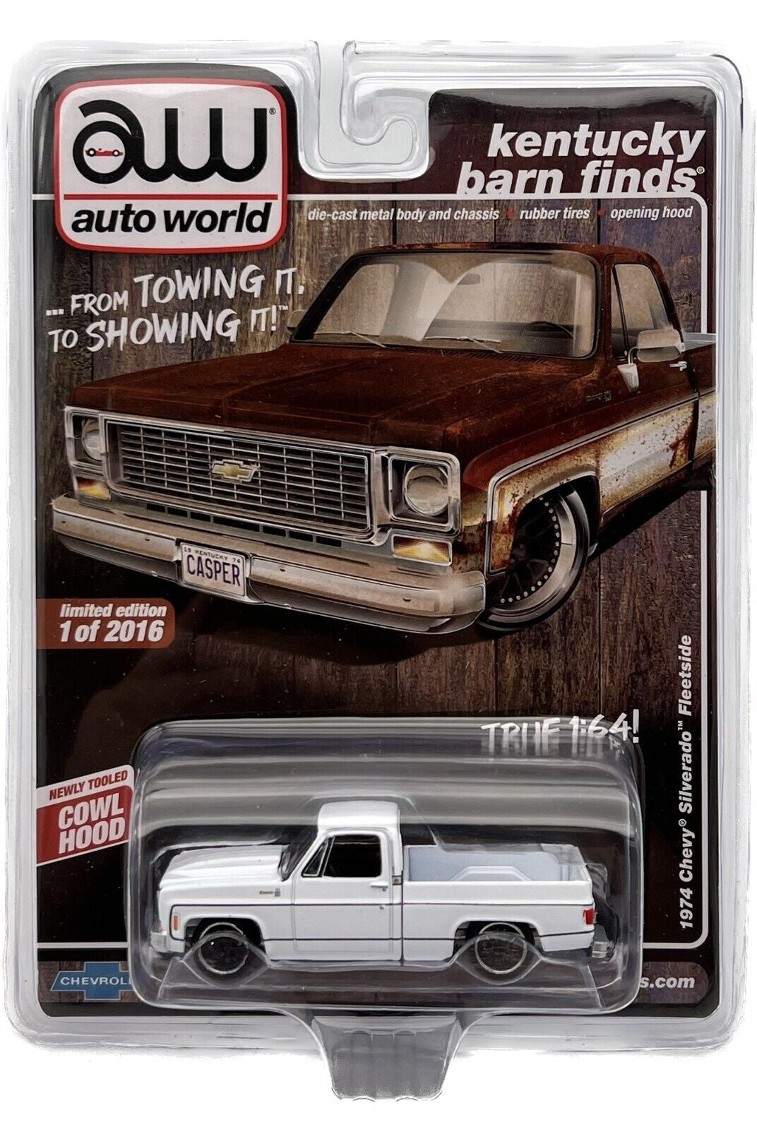 Auto World Exclusives Kentucky Barn Finds 1974 Chevy Silverado Fleetside White 1:64