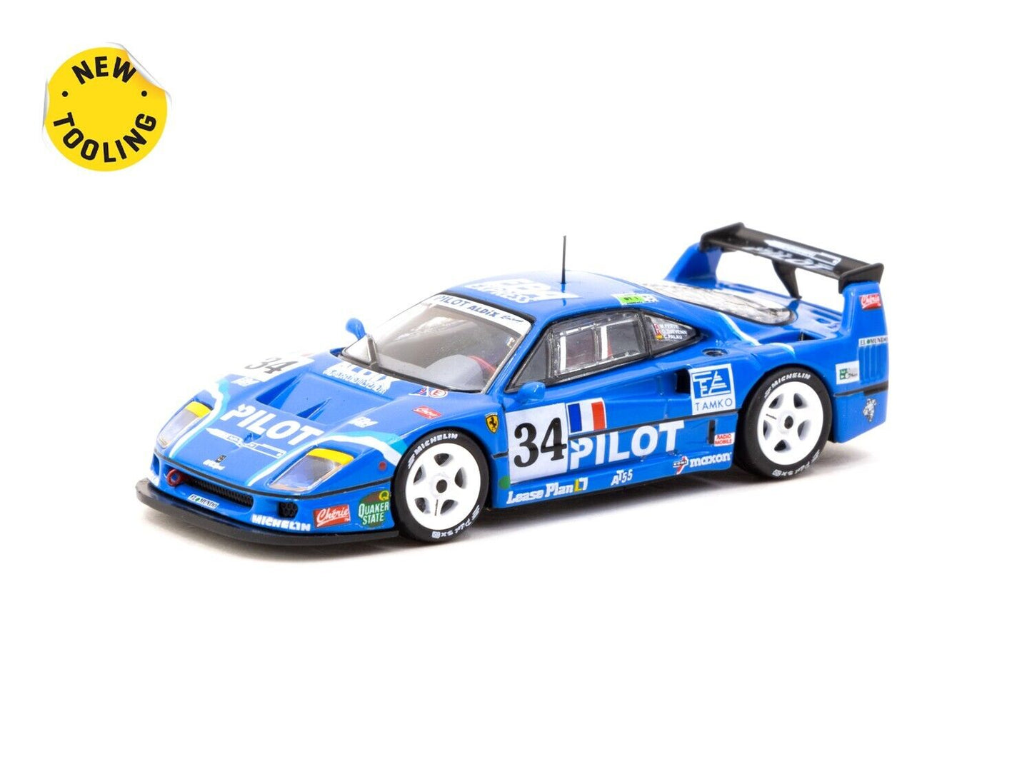 Tarmac Works X Ixo Models Ferrari F40 LM 24 hrs Le Mans 1995 Pilot Blue 1:64