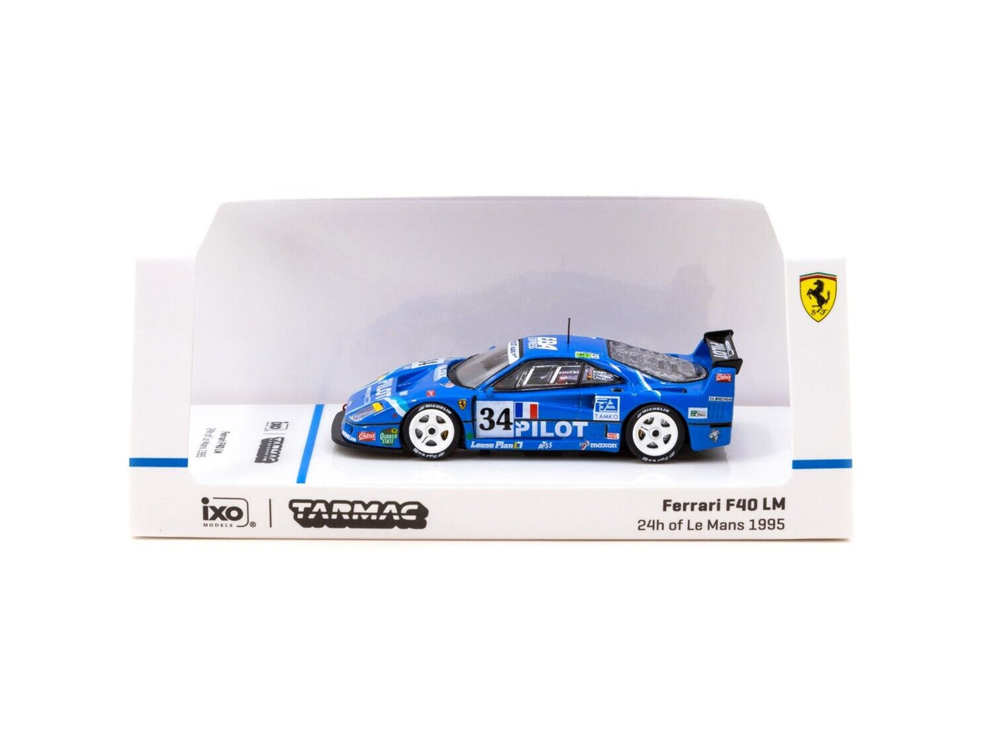 Tarmac Works X Ixo Models Ferrari F40 LM 24 hrs Le Mans 1995 Pilot Blue 1:64