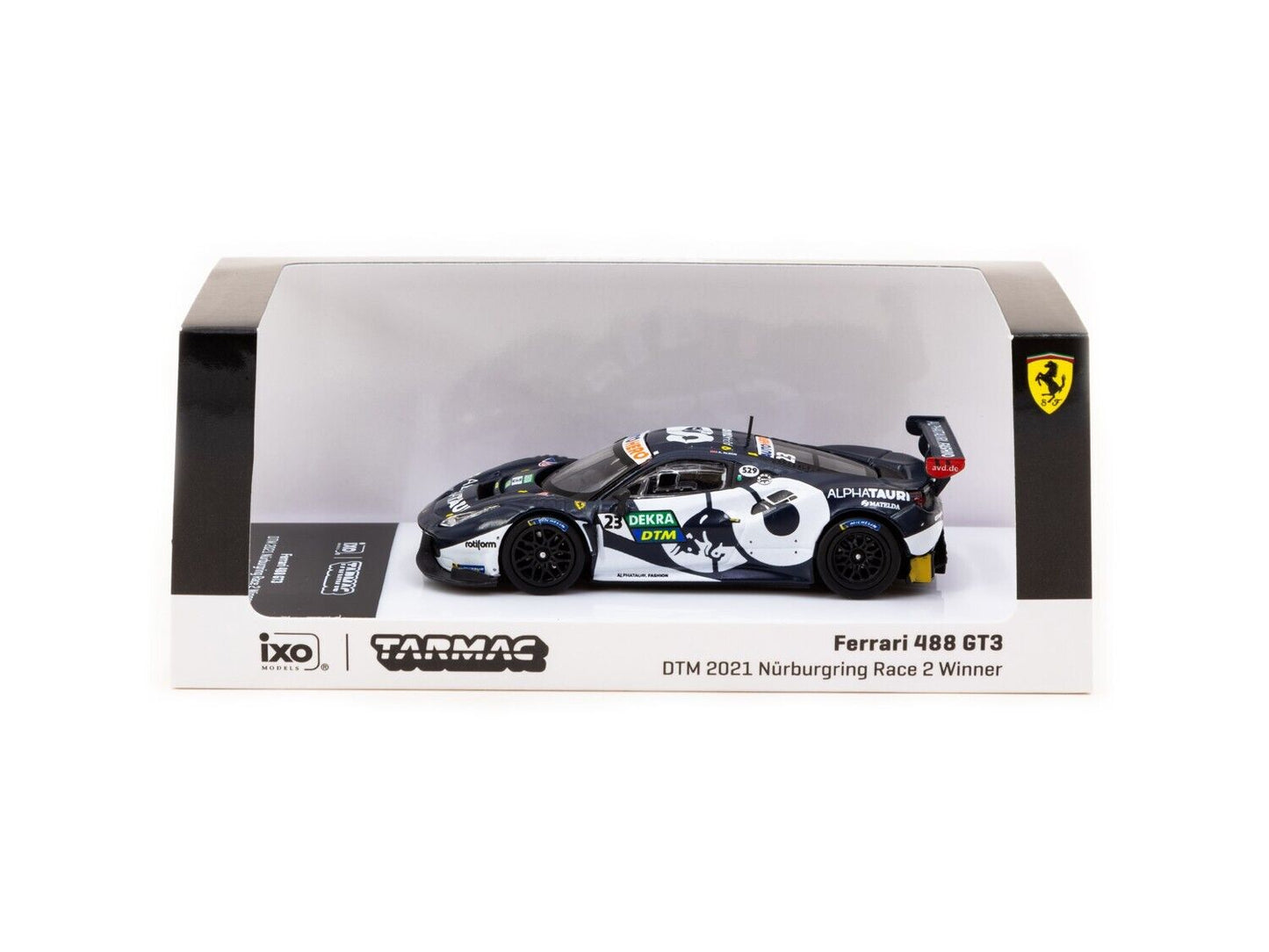 Tarmac Works X Ixo Models Ferrari 488 GT3 DTM 2021 Nurburgring Race 2 Winner Blue White 1:64