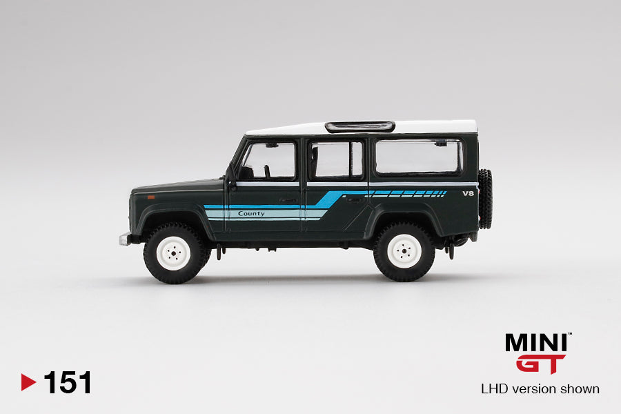 Mini GT Mijo Exclusives 151 Land Rover Defender 110 County Station Wagon Dark Grey 1:64