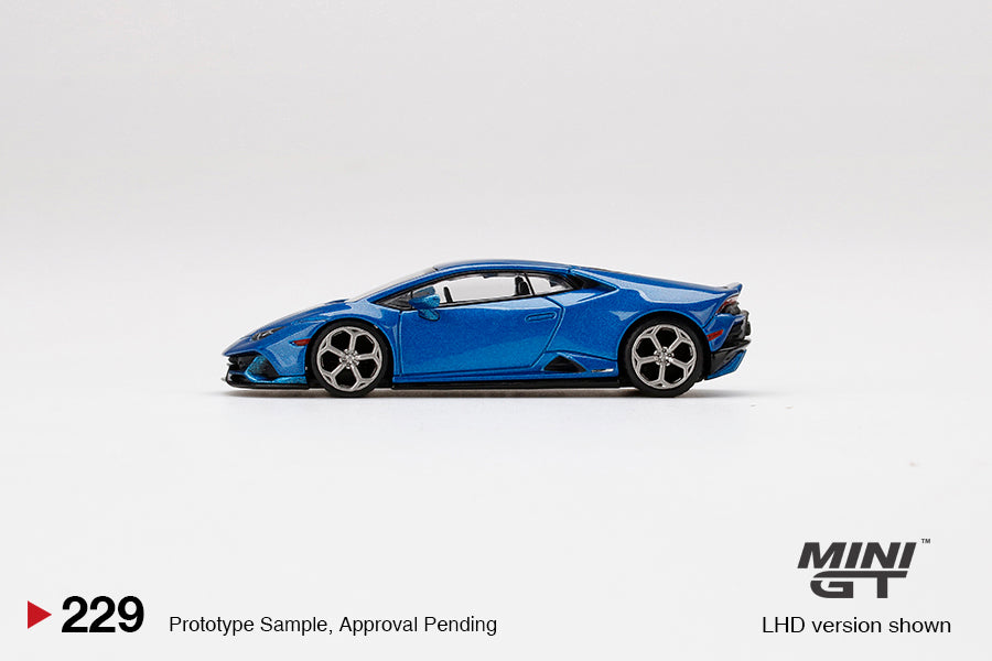 Mini GT 229 Mijo Exclusive USA Lamborghini Huracan EVO Blue Eleos 1:64
