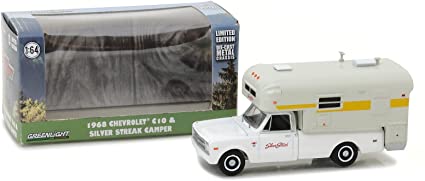 Greenlight 1968 Chevrolet C10 with Silver Streak Camper 1:64